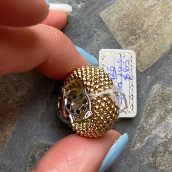 Aquamarine/Diamond S925 Italy gold tone ring - Picture 10 of 15